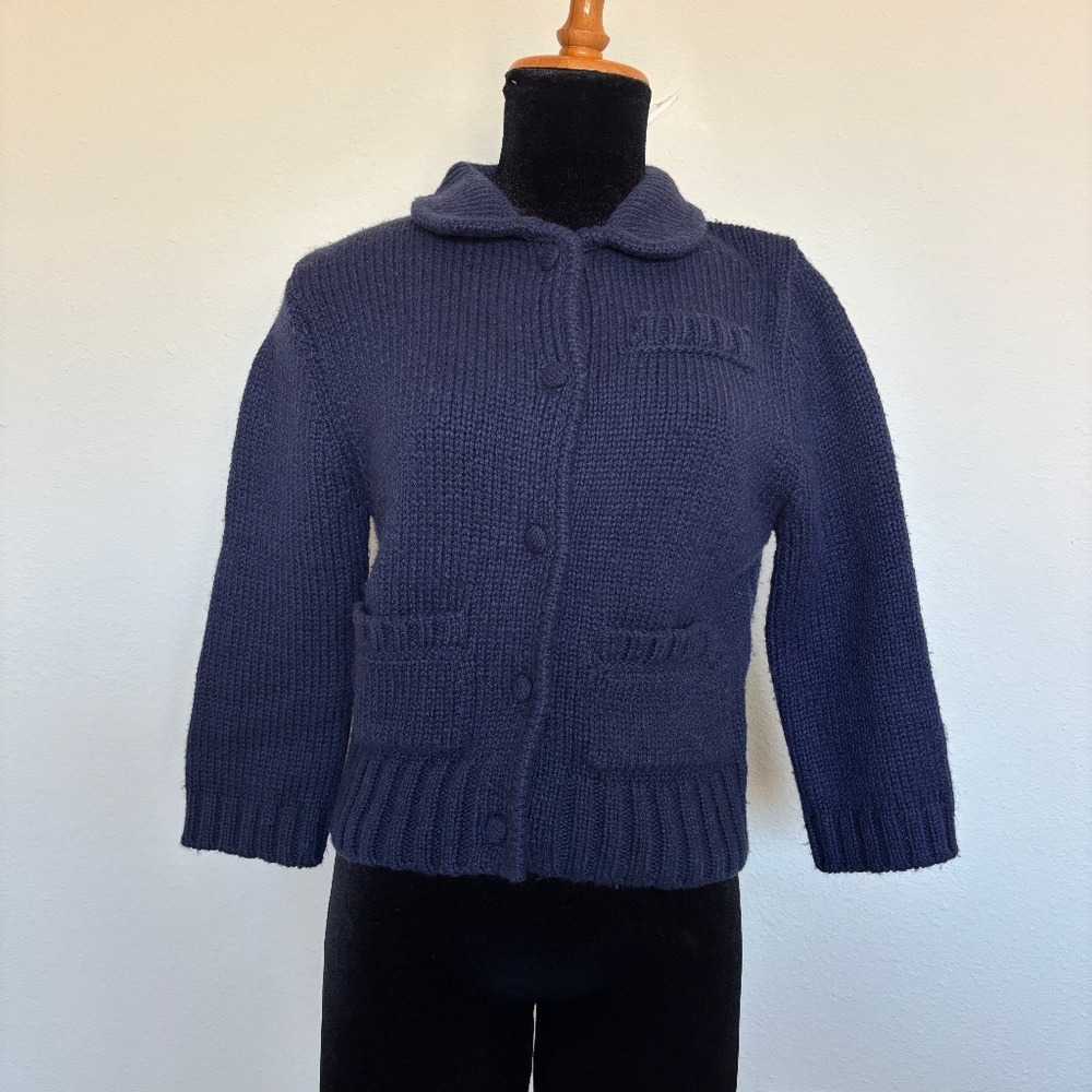 Zara Chunky Knit Navy lady Cardigan Jacket